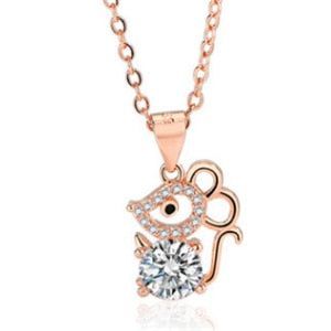 Crystal Mouse Pendant Necklaces Charm Jewelry HOS0258