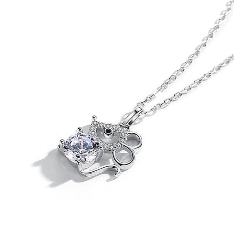 Crystal Mouse Pendant Necklaces Charm Jewelry HOS0258