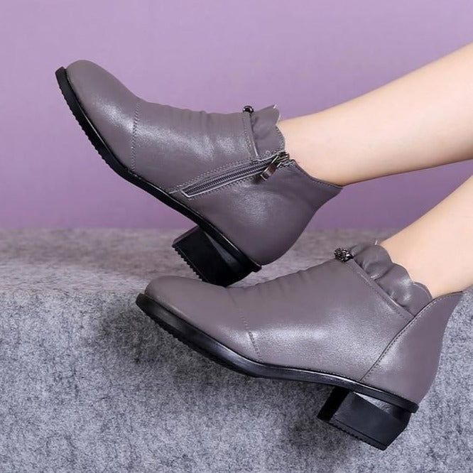 Leather Fur Ankle Boots  Casual Shoes WCS0206