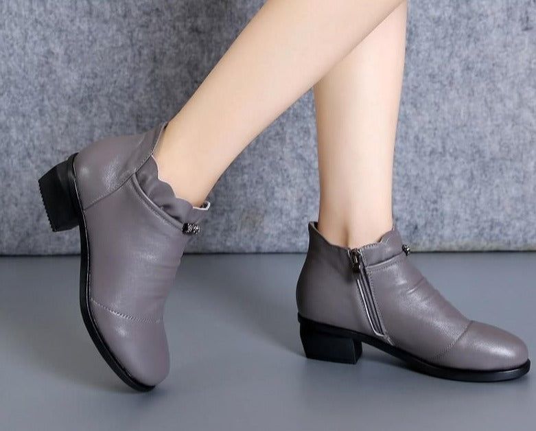 Leather Fur Ankle Boots  Casual Shoes WCS0206