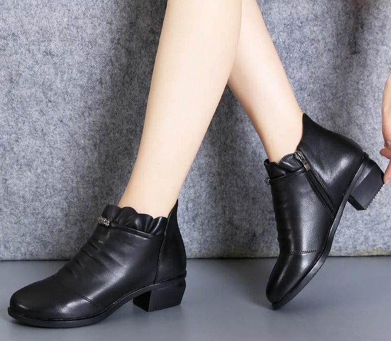 Leather Fur Ankle Boots  Casual Shoes WCS0206