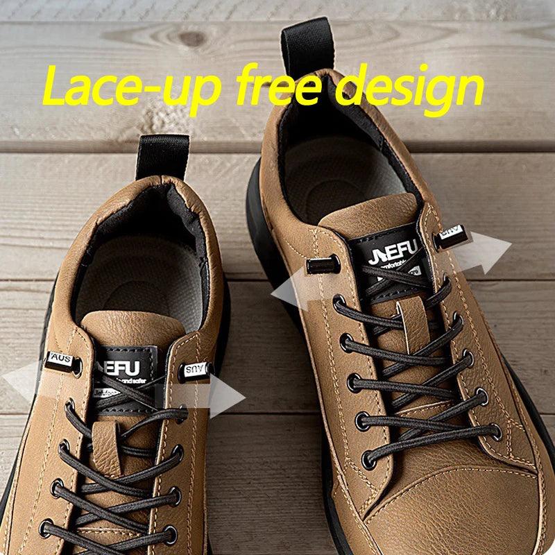 Casual Shoes: JF864 Work Safety Leather Sneakers