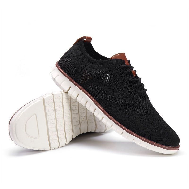 Casual Shoes Lace up lightweight British Dress Footwear Breathable Knitted Mesh Flats