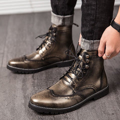 Casual Shoes Leather Ankle Boots Motorcycle  Rivet Boots #1537