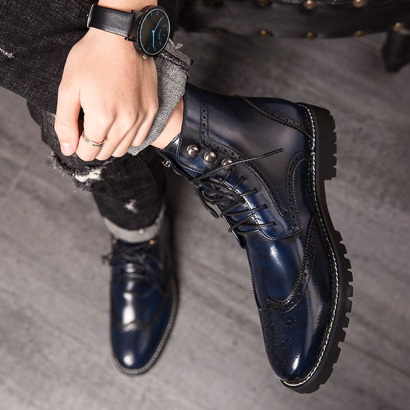 Casual Shoes Leather Ankle Boots Motorcycle  Rivet Boots #1537