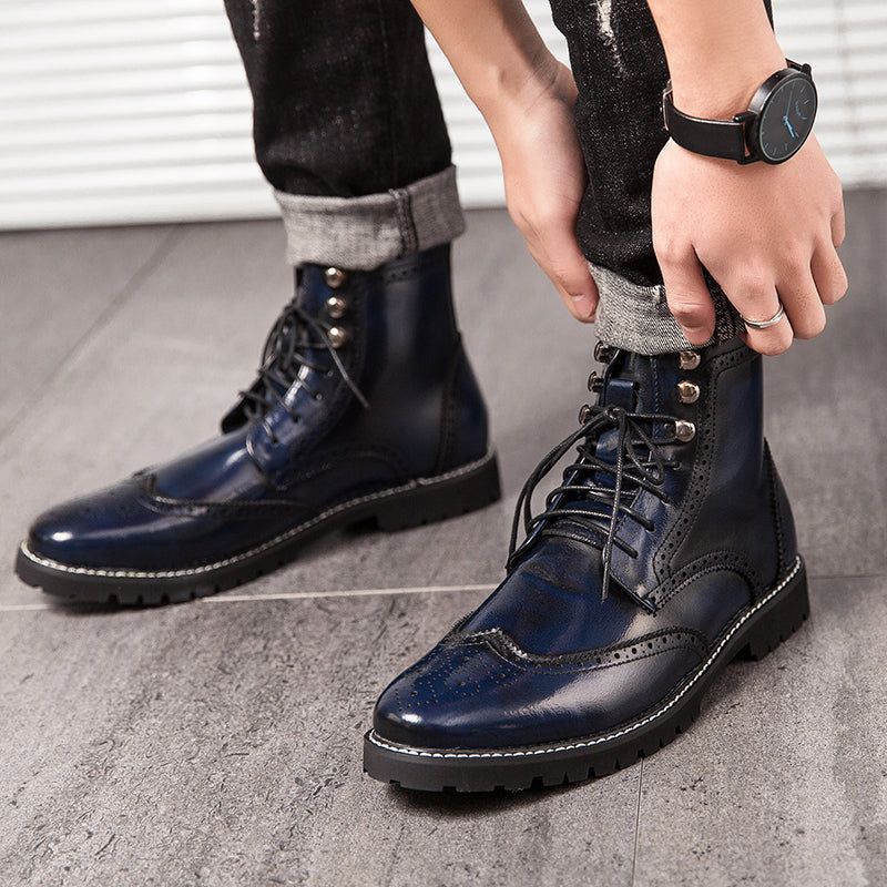 Casual Shoes Leather Ankle Boots Motorcycle  Rivet Boots #1537