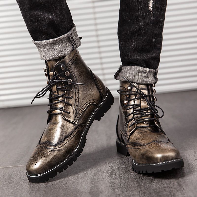 Casual Shoes Leather Ankle Boots Motorcycle  Rivet Boots #1537