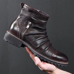 Casual Shoes Leather  Breathable Motorcycle Ankle Boots