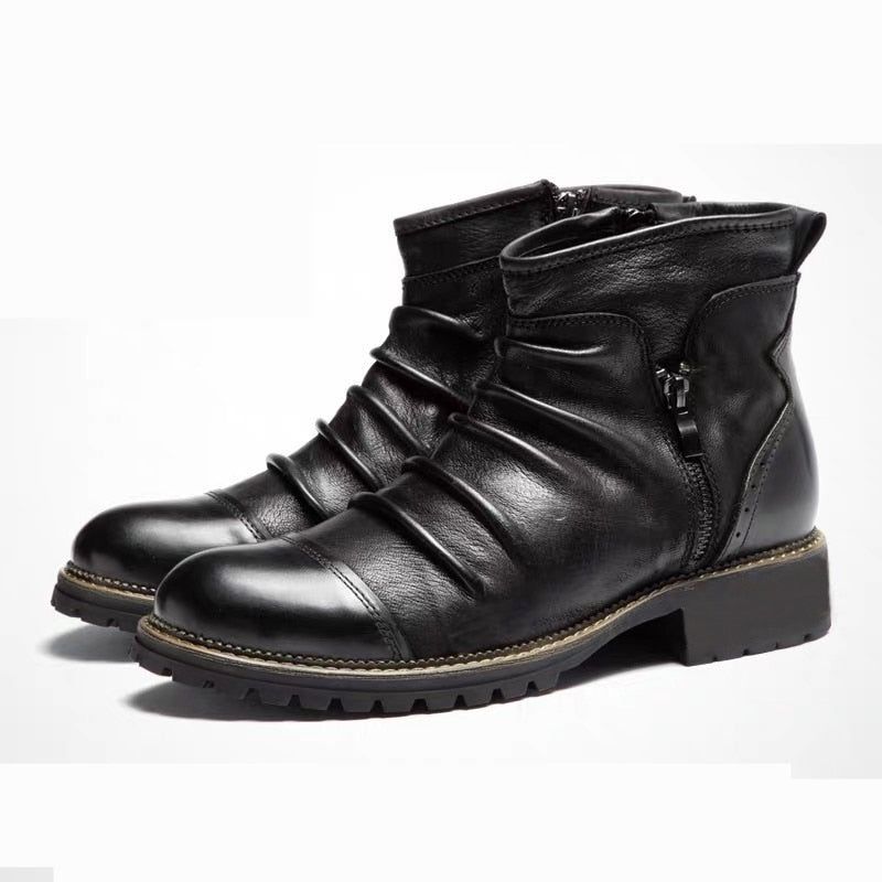 Casual Shoes Leather  Breathable Motorcycle Ankle Boots