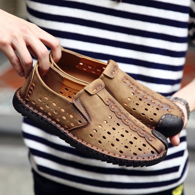 Casual Shoes Leather Summer Loafers Breathable Comfortable Flat