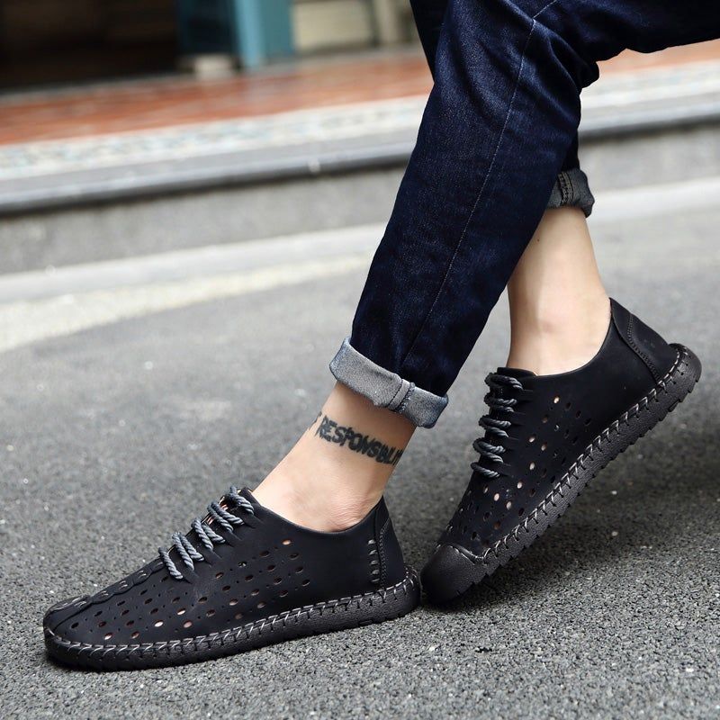 Casual Shoes Leather Summer Loafers Breathable Comfortable Flat