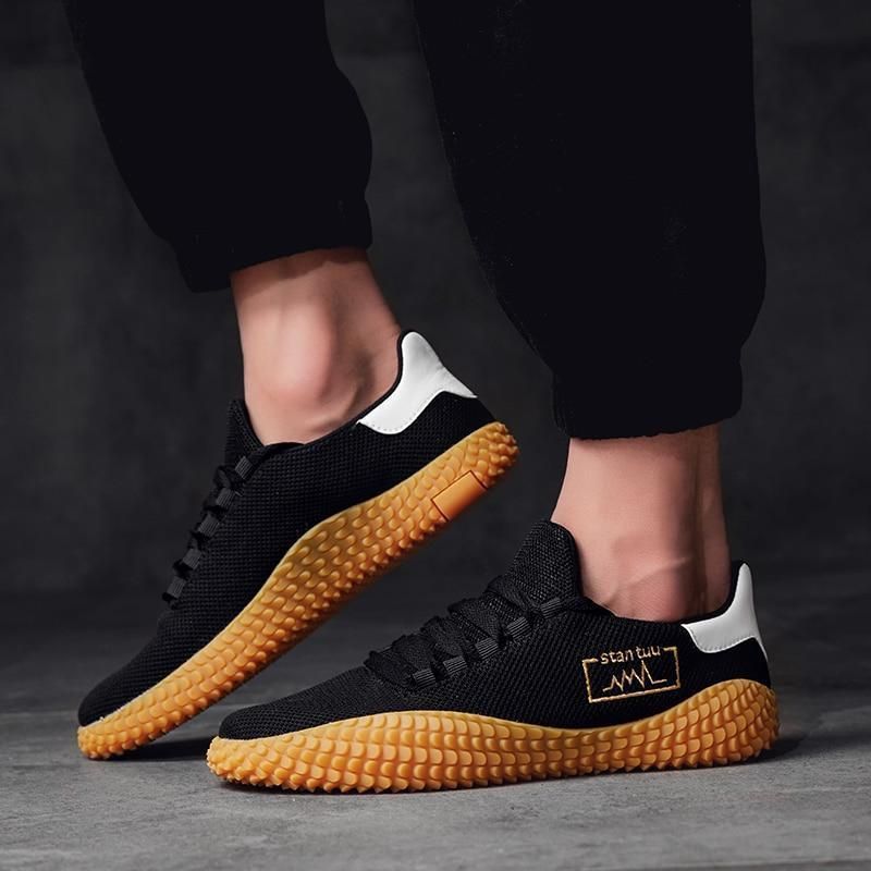 Casual Shoes Mesh Breathable Fly Weave Sneakers Black Shoes For Male