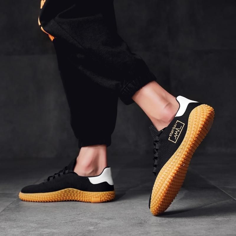 Casual Shoes Mesh Breathable Fly Weave Sneakers Black Shoes For Male