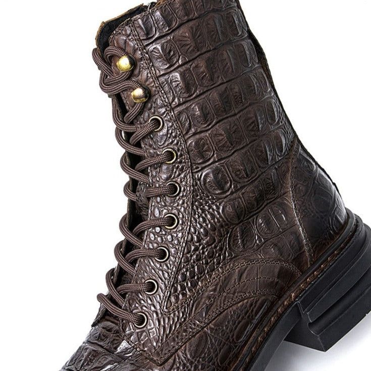 Casual Shoes QB326 - Crocodile Patten Mid-calf Boots