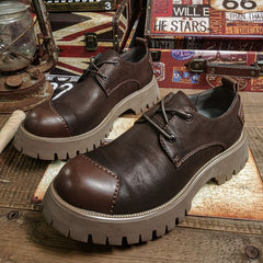 Casual Shoes QD110 - Leather Big Head Platform Oxfords