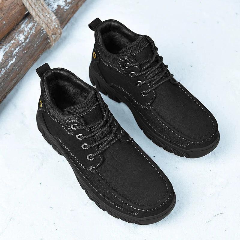 Casual Shoes Winter Plush Warm Snow Boots Male Footwear Rubber leather Ankle Boots