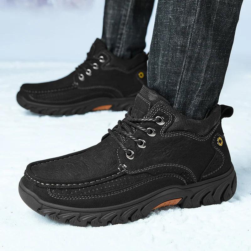 Casual Shoes Winter Plush Warm Snow Boots Male Footwear Rubber leather Ankle Boots