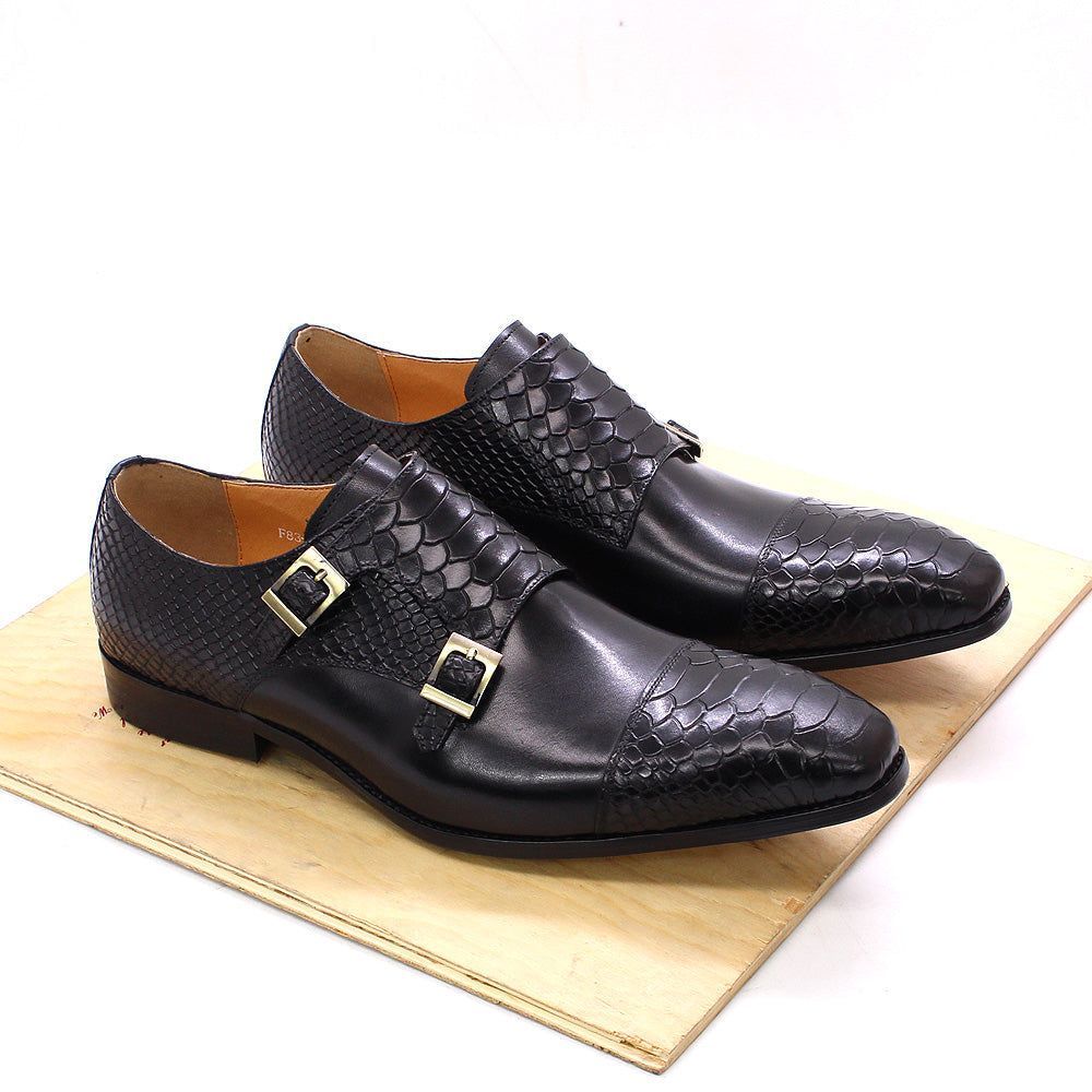 Dress Shoes Genuine Leather Snake Print Classic Italian Shoes DMCSFCO57