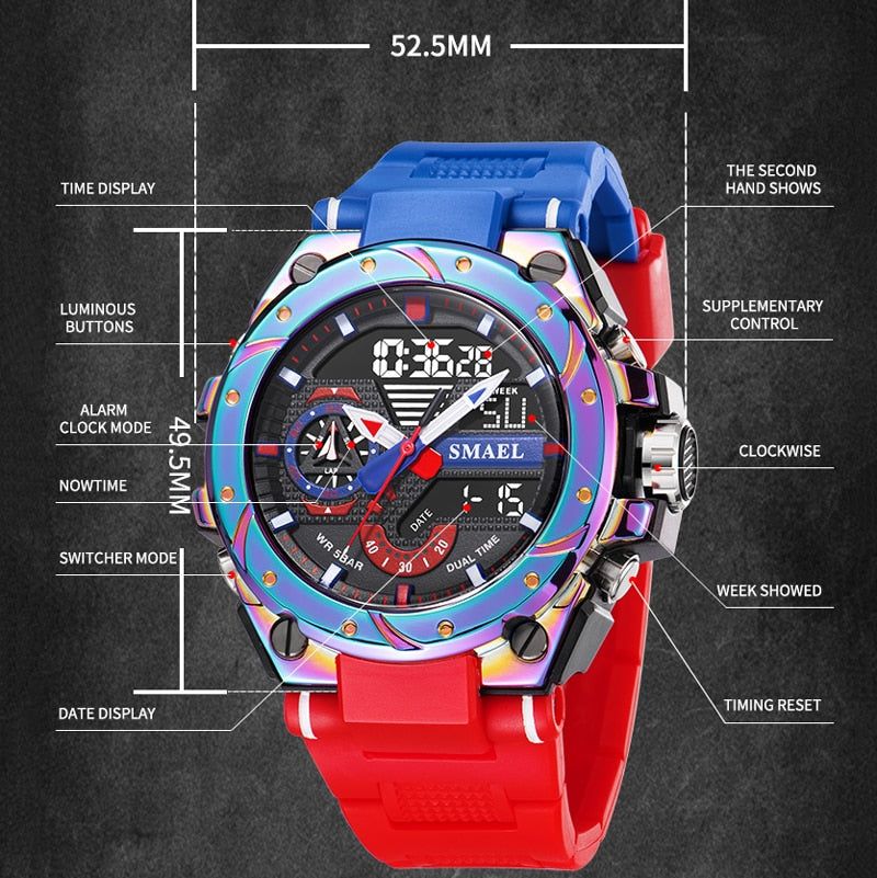 Simple Military Watch MSCWMM36 Sport Waterproof LED Quartz Digital Wristwatch