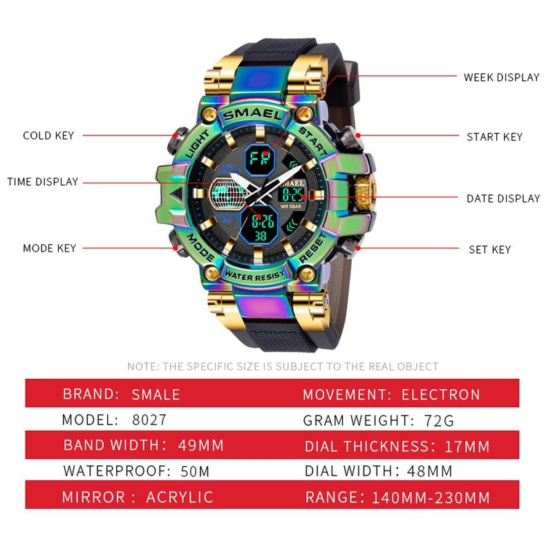 Simple Watch MSCWDD16  Waterproof Sport Dual Display Wristwatch