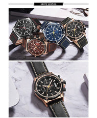 Watches Top  Watch Men Waterproof Leather Strap