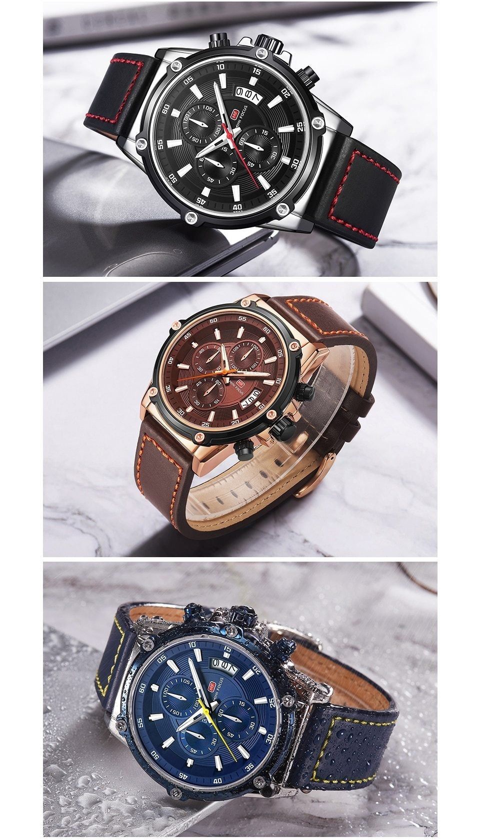 Watches Top  Watch Men Waterproof Leather Strap