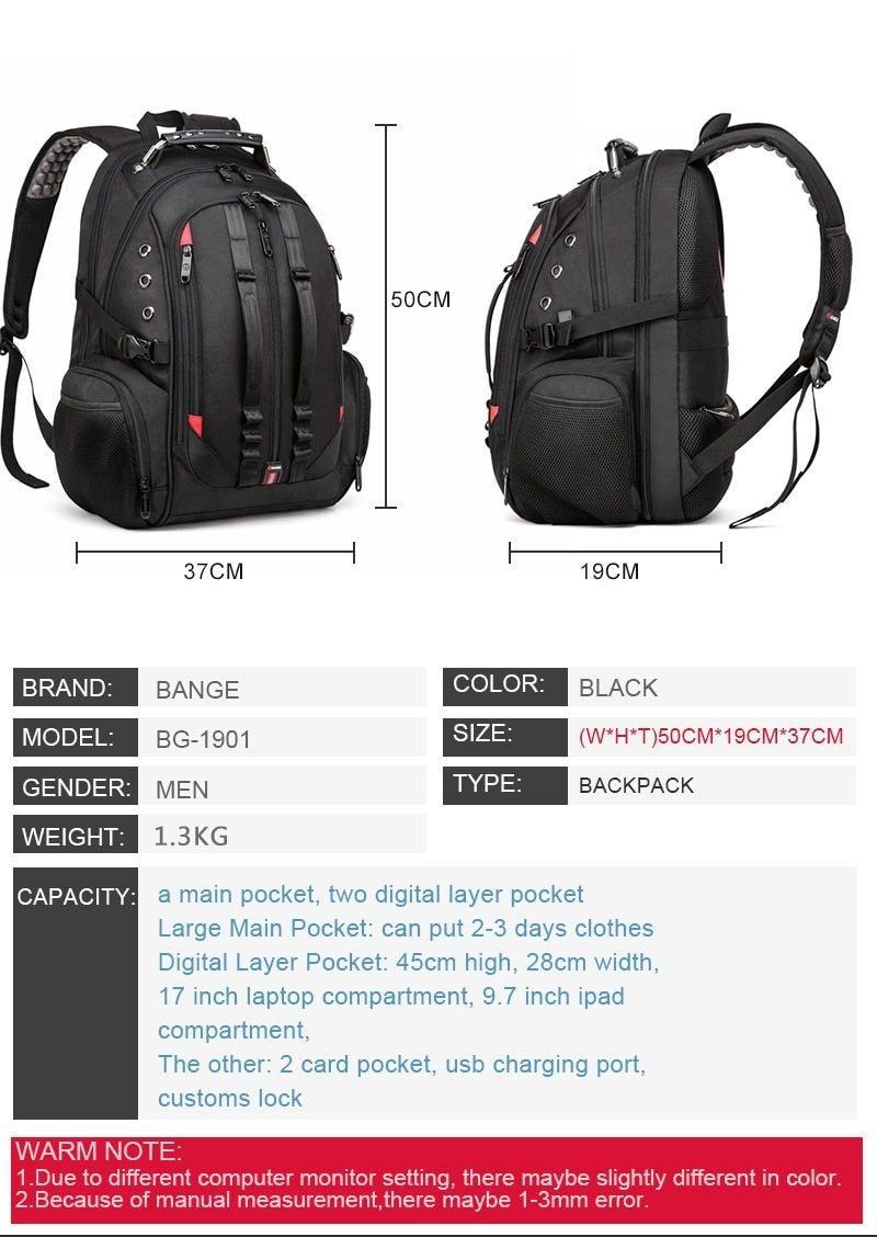 Unisex Cool Backpacks Black Laptop School Backpack BG1901