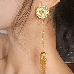 Metal Chain Pendant Tassel Long Earrings Charm Jewelry RV246