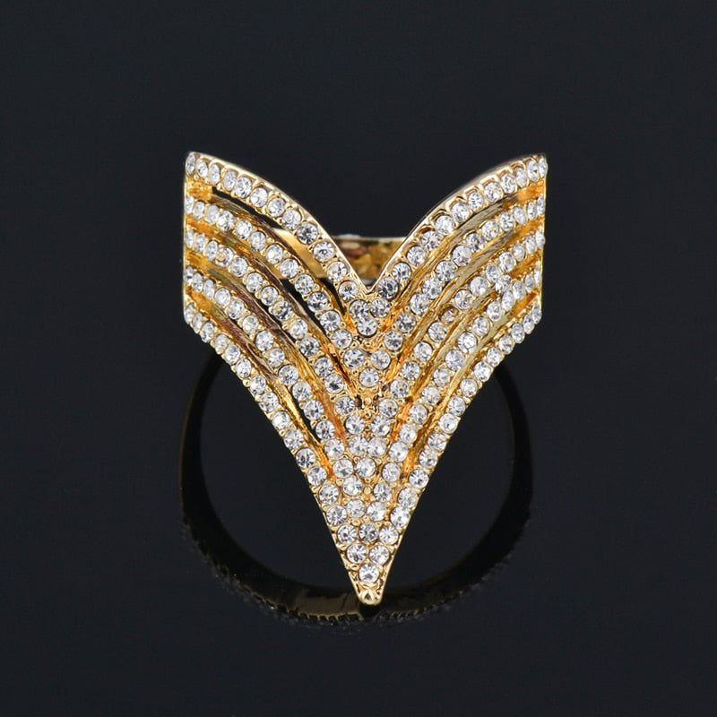 Micro Paved Cubic Multilayer Crystal Finger Rings Charm Jewelry