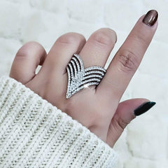 Micro Paved Cubic Multilayer Crystal Finger Rings Charm Jewelry