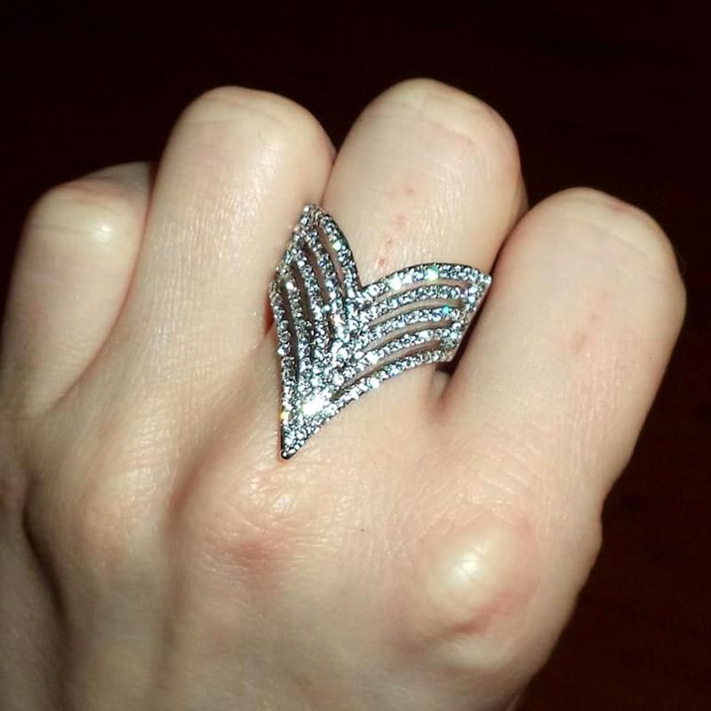 Micro Paved Cubic Multilayer Crystal Finger Rings Charm Jewelry