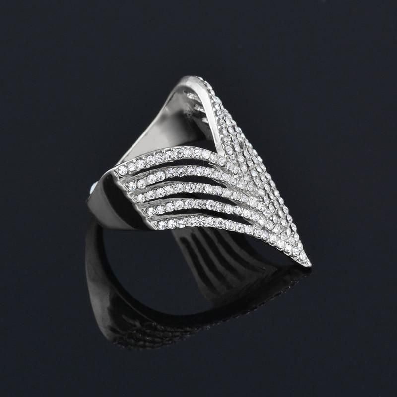 Micro Paved Cubic Multilayer Crystal Finger Rings Charm Jewelry