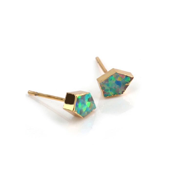 Mini Earrings Charm jewelry BS0337  Star Stud Earrings Fire Opal Stone