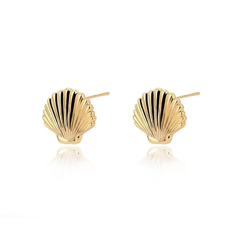 Mini Golden Stainless Steel Shell Earrings Charm Jewelry ZS0419