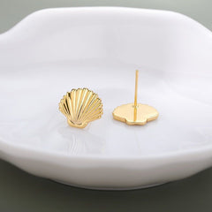 Mini Golden Stainless Steel Shell Earrings Charm Jewelry ZS0419