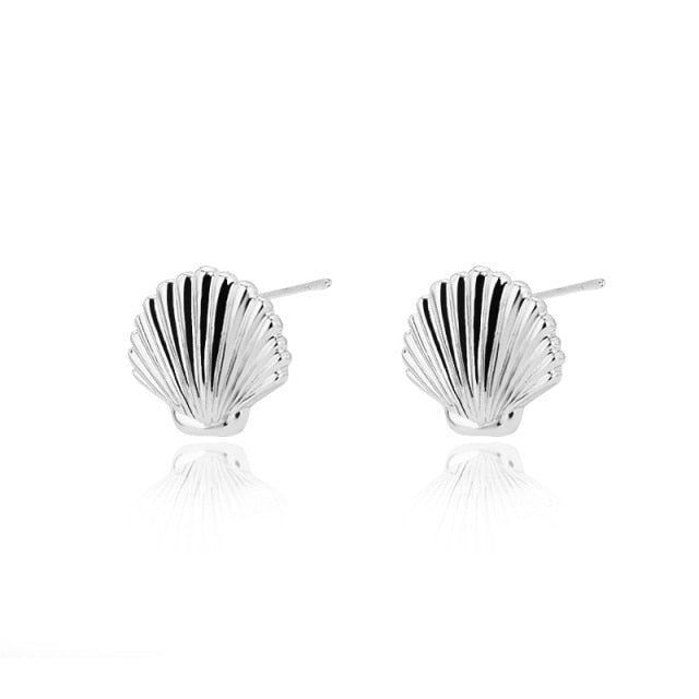 Mini Golden Stainless Steel Shell Earrings Charm Jewelry ZS0419