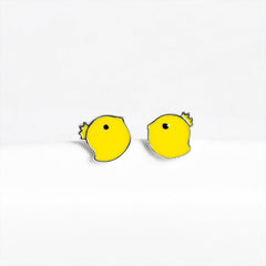 Mini Yellow Chick 925 Sterling Silver Studs Earrings Charm Jewelry LOS03