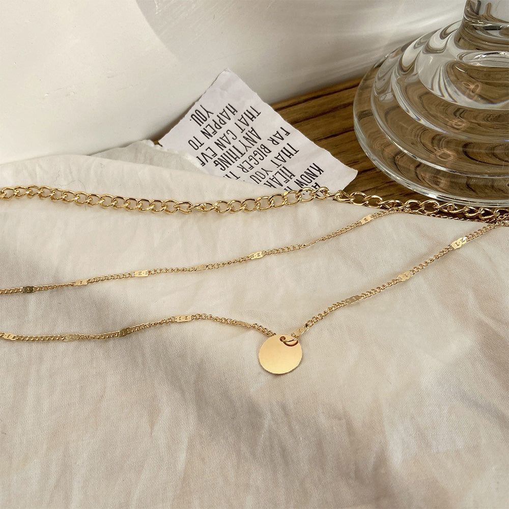 Multi-layer Necklaces Charm Jewelry SS1233 Golden Chain Rounded Pendent