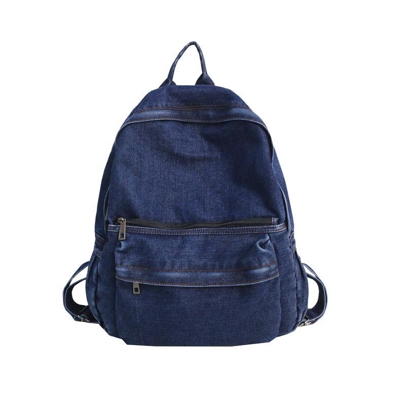 Multifunction Denim Cool Backpack EN257 - Korean Style Blue School Bag