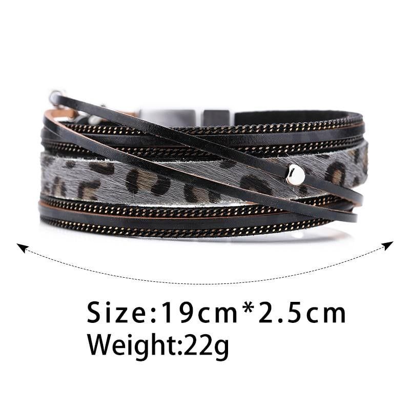 Multilayer Bracelets Charm Jewelry Fur Leopard Leather