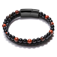 Multilayer Bracelets Charm Jewelry Nature Lava Stone Genuine Leather