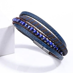 Multilayer Bracelets Charm Jewelry Stainless Steel Magnetic Lave Stone