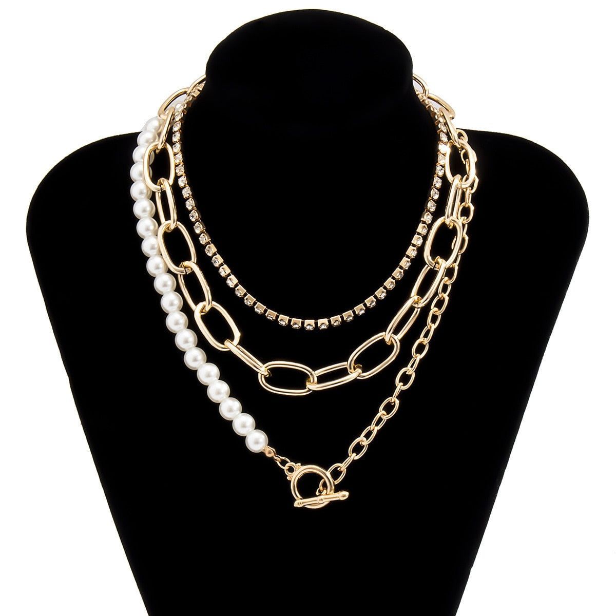 Multilayer Necklaces Charm Jewelry Simulated Pearls KOS0409