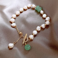 Natural Pearl Bracelets Charm Jewelry BCJTXY51 Baroque Green Crystal