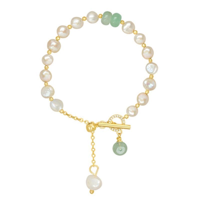 Natural Pearl Bracelets Charm Jewelry BCJTXY51 Baroque Green Crystal