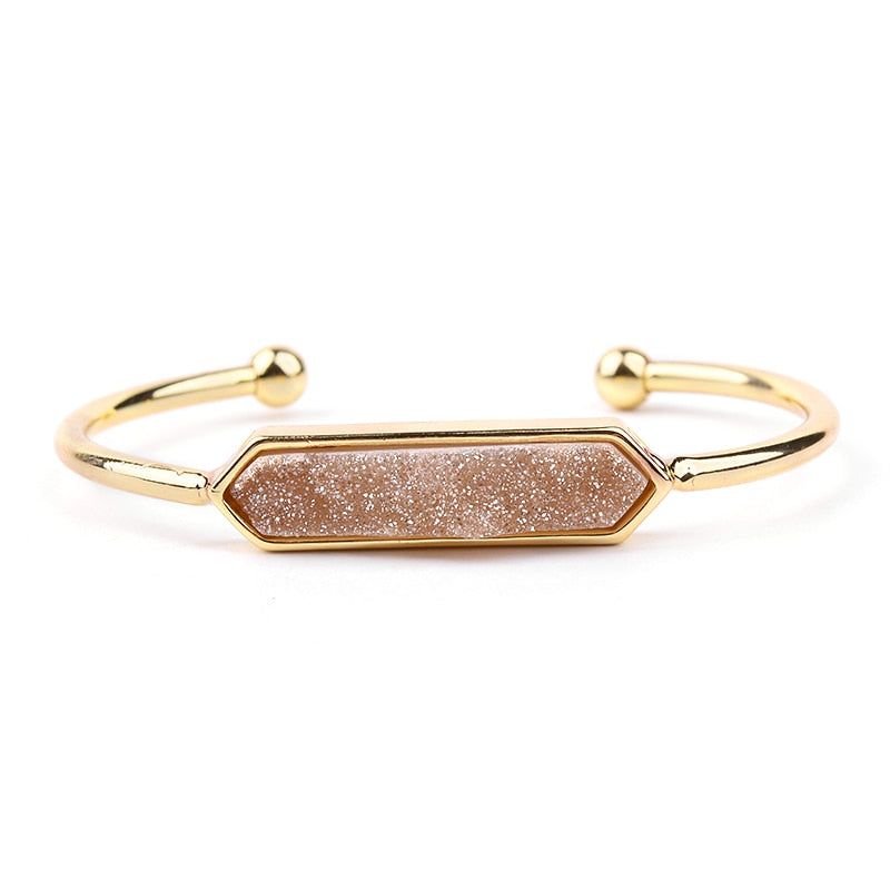 Natural Stone Bracelets Charm Jewelry BR004 Golden Bangles