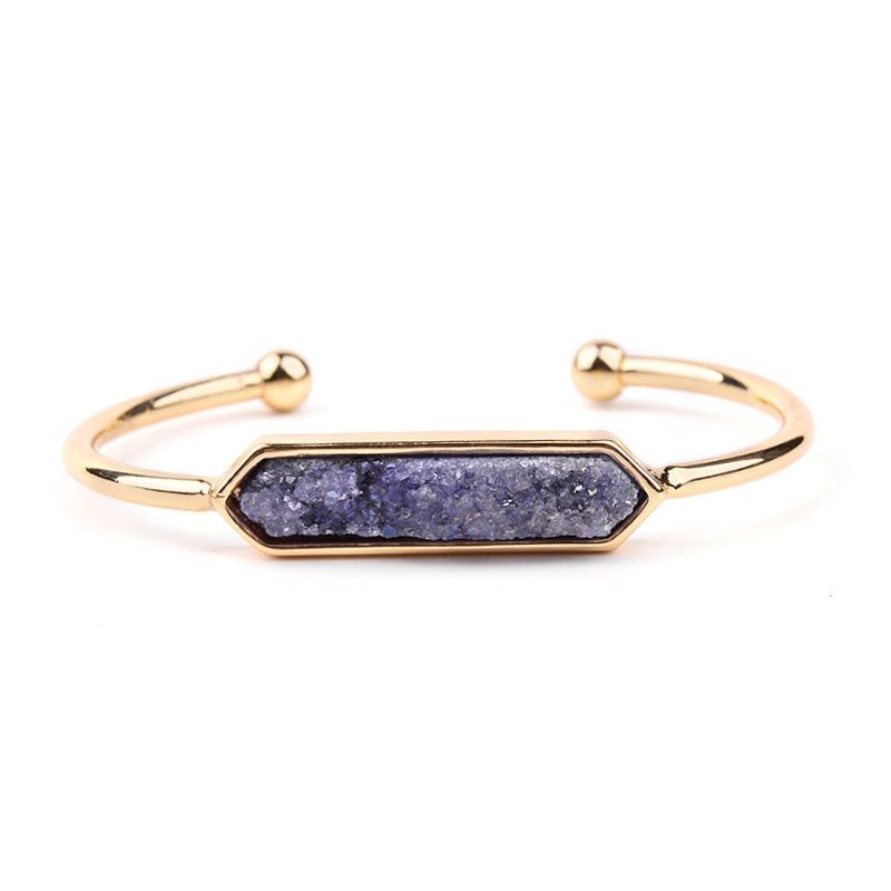 Natural Stone Bracelets Charm Jewelry BR004 Golden Bangles