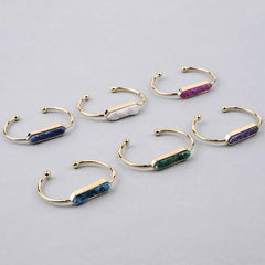 Natural Stone Bracelets Charm Jewelry BR004 Golden Bangles