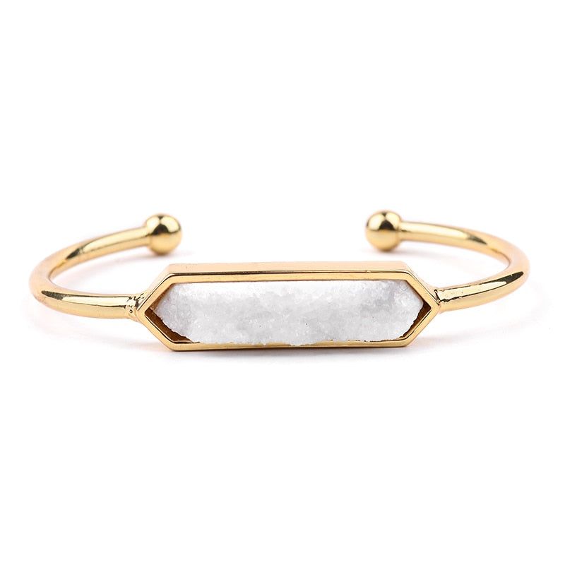 Natural Stone Bracelets Charm Jewelry BR004 Golden Bangles