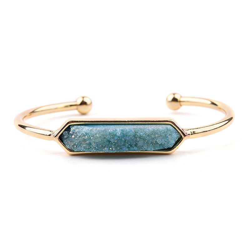 Natural Stone Bracelets Charm Jewelry BR004 Golden Bangles